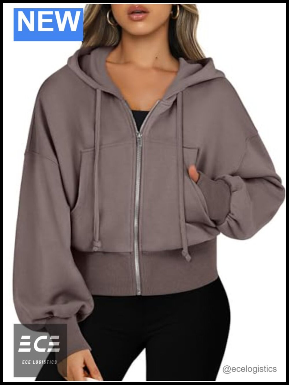 Women's Cropped Zip Up Hoodie Sweatshirt with Pockets